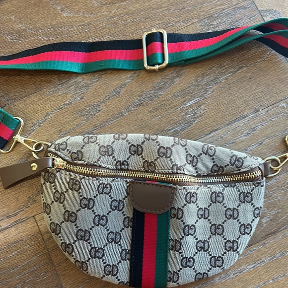 Designer style belt bag Fanny pack replica look alike brown red green - Picture 2 of 5